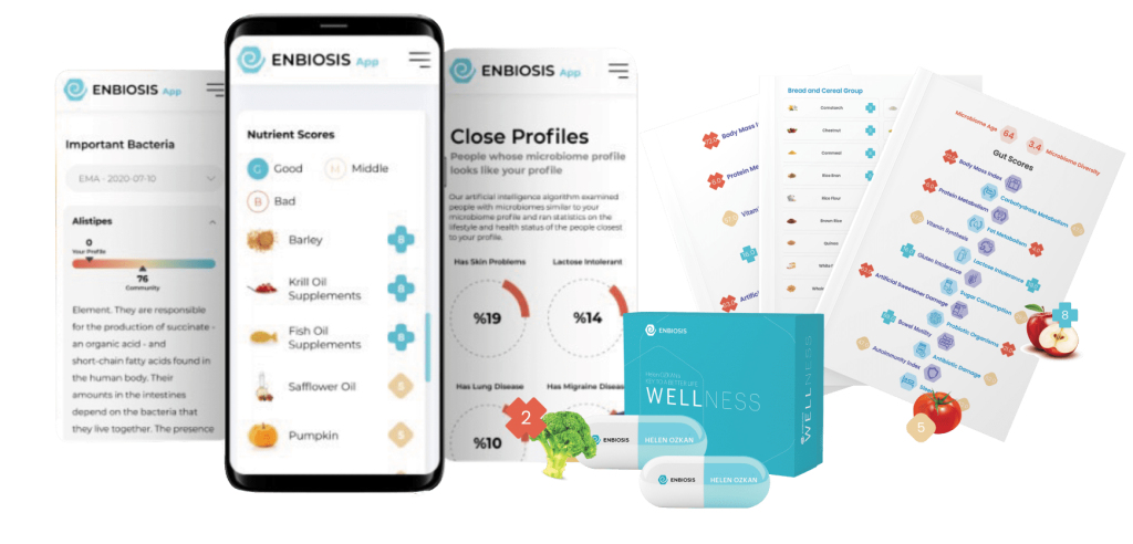 Enbiosis mobile app, web app and report for a microbiome test