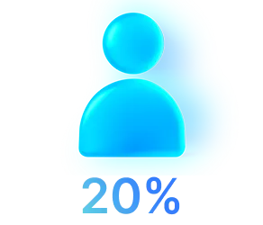 man icon with 20% label